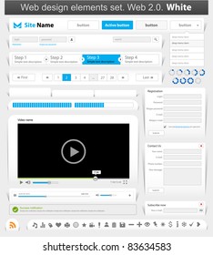 Web design elements set white. Vector illustration