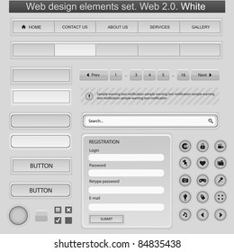 Web design elements set. White. Vector illustration