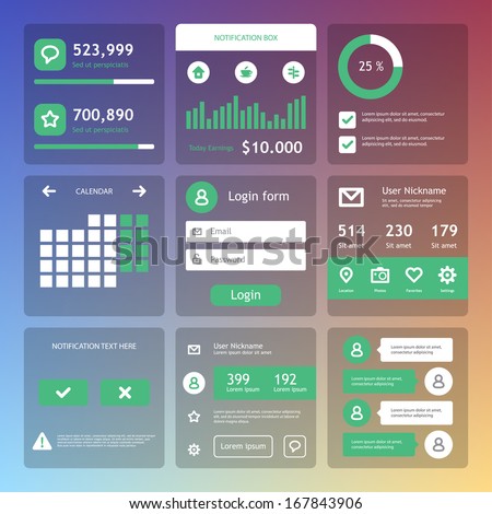 Web Design elements. Vector set of various elements used for User Interface projects. Eps 10