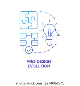 Web design evolution blue gradient concept icon. Online business. Future of digital technologies abstract idea thin line illustration. Isolated outline drawing. Myriad Pro-Bold font used