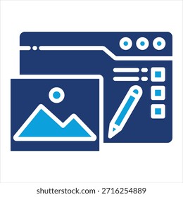 Webdesign-Sammlung mit flachen blauen Symbolen
