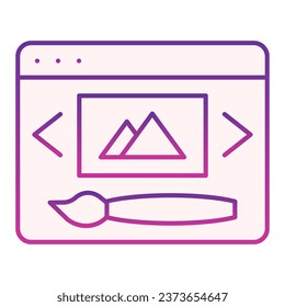 Web design flat icon. Digital image and brush violet icons in trendy flat style. Web design paintbrush gradient style design, designed for web and app. Eps 10
