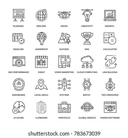 Web Design Flat Line Icons 1