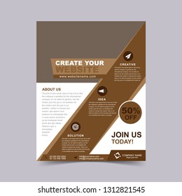 Web design flyer template of the brown. Vector illustration.