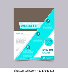 Web design flyer template of the cyan. Vector illustration.