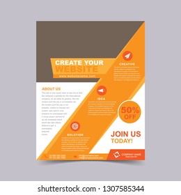 Web design flyer template of the orange. Vector illustration.