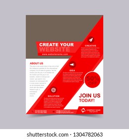 Web design flyer template of the red. Vector illustration.