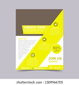 Web design flyer template of the yellow. Vector illustration.
