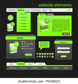 Web Design Frame Vector. Black and green set