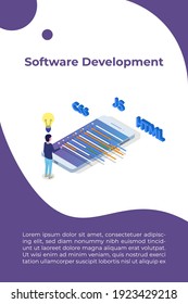 Web design and Front end development isometric concept. Vector illustration.