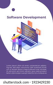 Web design and Front end development isometric concept. Vector illustration.