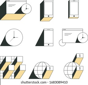 Web design, graphic design, web application design metaphors. Vector isolated concept illustrations