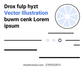 Web design, modelos gráficos, branding, layouts modernos, minimalismo, apresentações criativas. Design circular com blocos de texto e linhas horizontais. Conceito de design da Web e modelos gráficos