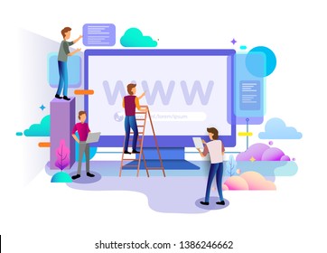 Web design homepage concept of desktop Illustration. business strategy, analytics and brainstorming. Modern flat design concepts for website design ui/ux and mobile website development.