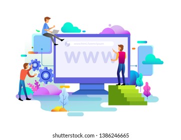 Web design homepage concept of desktop Illustration. business strategy, analytics and brainstorming. Modern flat design concepts for website design ui/ux and mobile website development.