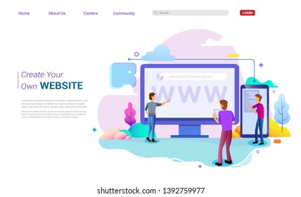 Web design homepage concept of desktop Illustration. business strategy, analytics and brainstorming. Modern flat design concepts for website design ui/ux and mobile website development.