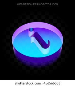 Web design icon: 3d neon glowing Information made of glass with transparent shadow on black background, EPS 10 vector illustration.