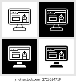 Icono de Diseño web con fondo blanco y negro