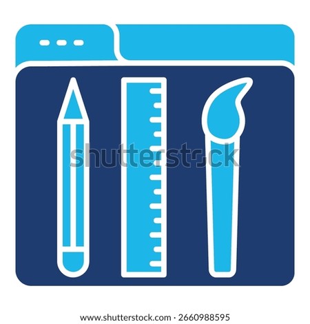 Web Design Icon In Blue Monochrome Flat Design, Vector Illustration