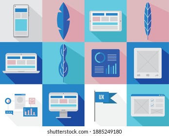 Web design icon collection, Technology internet and media theme Vector illustration