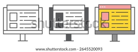Web design icon collection, website and ux, monitor sign vector set graphics, editable stroke linear icon, eps 10
