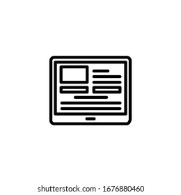 Icono de diseño web en lineal, icono de esquema aislado en fondo blanco