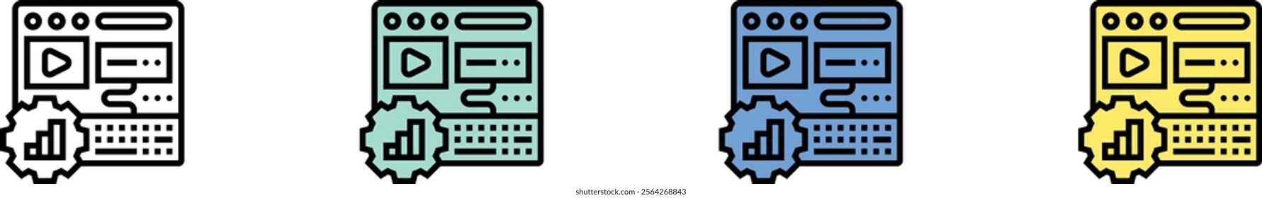 web design icon. Outline, Green, Blue and Yellow Style Design Isolated On White Background