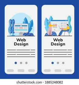 Web design icon set in banners, Technology internet and media theme Vector illustration