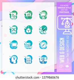 Web & Design icon set with glyph style for website element. Design icon bundle can use for website, app, UI, infographic, print template and presentation.