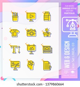 Web & Design icon set with lineal style for website element. Design icon bundle can use for website, app, UI, infographic, print template and presentation.