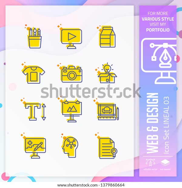 Web Design Icon Set Lineal Style Stock Vector Royalty Free