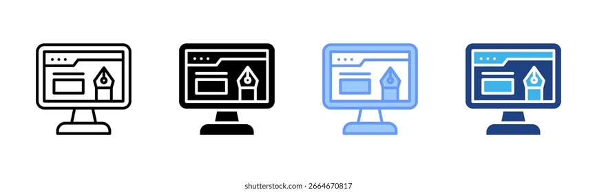 Web Design icon set multiple style collection