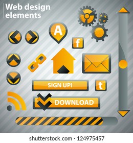 Web design icon set orange
