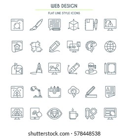 Web Design Icon Set in Thin Line Style. Vector illustration