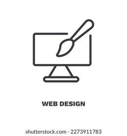 web design icon. Thin line web design icon from startup and strategy collection. Outline vector isolated on white background. Editable web design symbol can be used web and mobile
