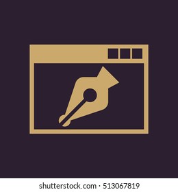 The web design icon. WWW and browser, development, seo, web design symbol. UI. Web. Logo. Sign. Flat design. App. Stock vector