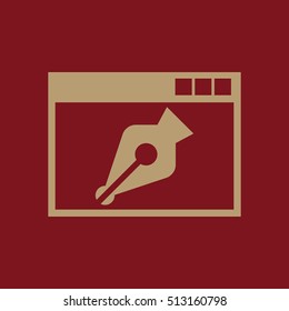 The web design icon. WWW and browser, development, seo, web design symbol. UI. Web. Logo. Sign. Flat design. App. Stock vector