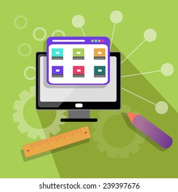 web design icons  with bright pictures