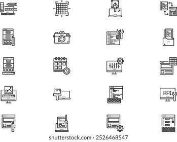 Web design icons collection is a vector illustration with editable stroke.