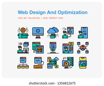 Web Design Icons Set. UI Pixel Perfect Well-crafted Vector Thin Line Icons. The illustrations are a vector.