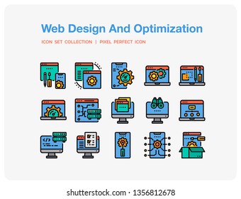 Web Design Icons Set. UI Pixel Perfect Well-crafted Vector Thin Line Icons. The illustrations are a vector.