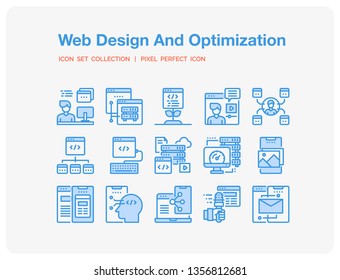Web Design Icons Set. UI Pixel Perfect Well-crafted Vector Thin Line Icons. The illustrations are a vector.