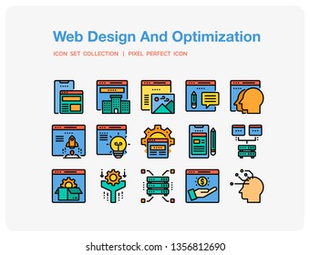 Web Design Icons Set. UI Pixel Perfect Well-crafted Vector Thin Line Icons. The illustrations are a vector.