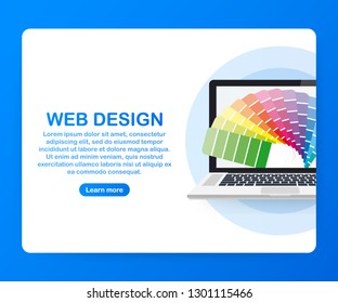 Web design illustration. Concept of creating websites, designed banners for ui, ux design and web design. Vector stock illustration.