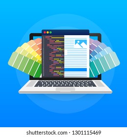 Web design illustration. Concept of creating websites, designed banners for ui, ux design and web design. Vector stock illustration.