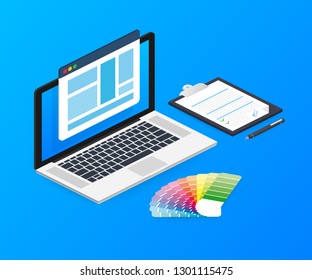 Web design illustration. Concept of creating websites, designed banners for ui, ux design and web design. Vector stock illustration.