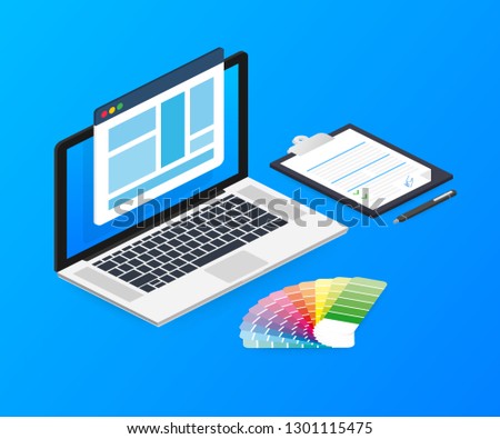 Web design illustration. Concept of creating websites, designed banners for ui, ux design and web design. Vector stock illustration.