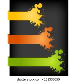 Web design infographic options banner. Green and red and yellow label template vector illustration.