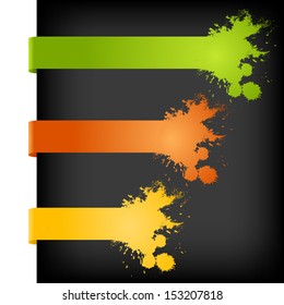 Web design infographic options banner. Green, red and yellow label template vector illustration.