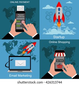 web design and infographic set, business, vector illustration 
